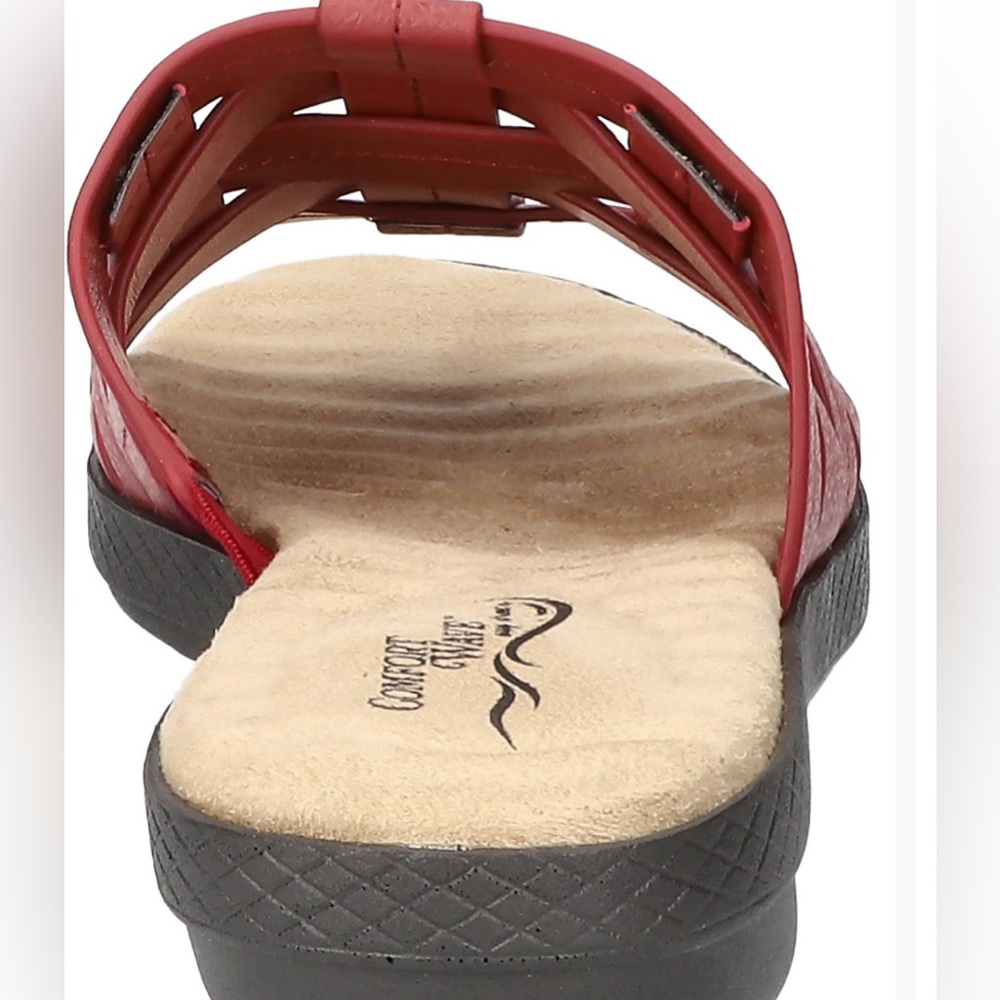 Easy Street Women's Red Woven Sandals - Picture 2 of 7